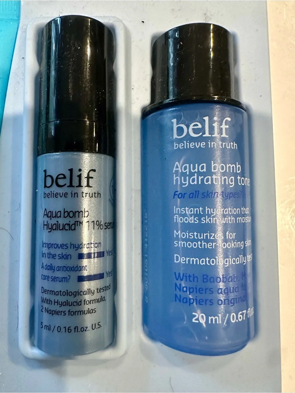 NEW Belif 5-Piece Aqua Bomb Hydrating Skincare Set Cleanser Cream Toner Serum